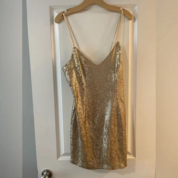 Abercrombie & Fitch Party Sequin MINI dress Cocktail dress / Party dress gold, Women's, Size: Large, Gold-coloured Abercrombie & Fitch Party Sequin MINI dress Cocktail dress / Party dress gold, Women's, Size: Large, Gold-coloured